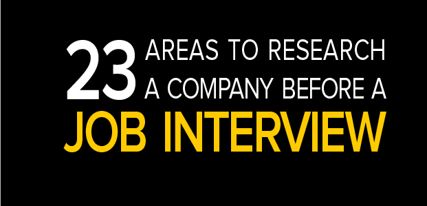 23 Areas to Research a Company Before a Job Interview - Infographic